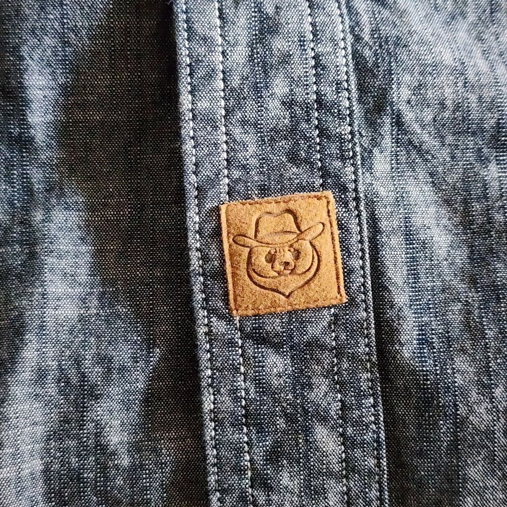 Dubinik XL Customized Version Denim Chambray Shirt Blue Long Sleeve Cotton Panda - Picture 4 of 16
